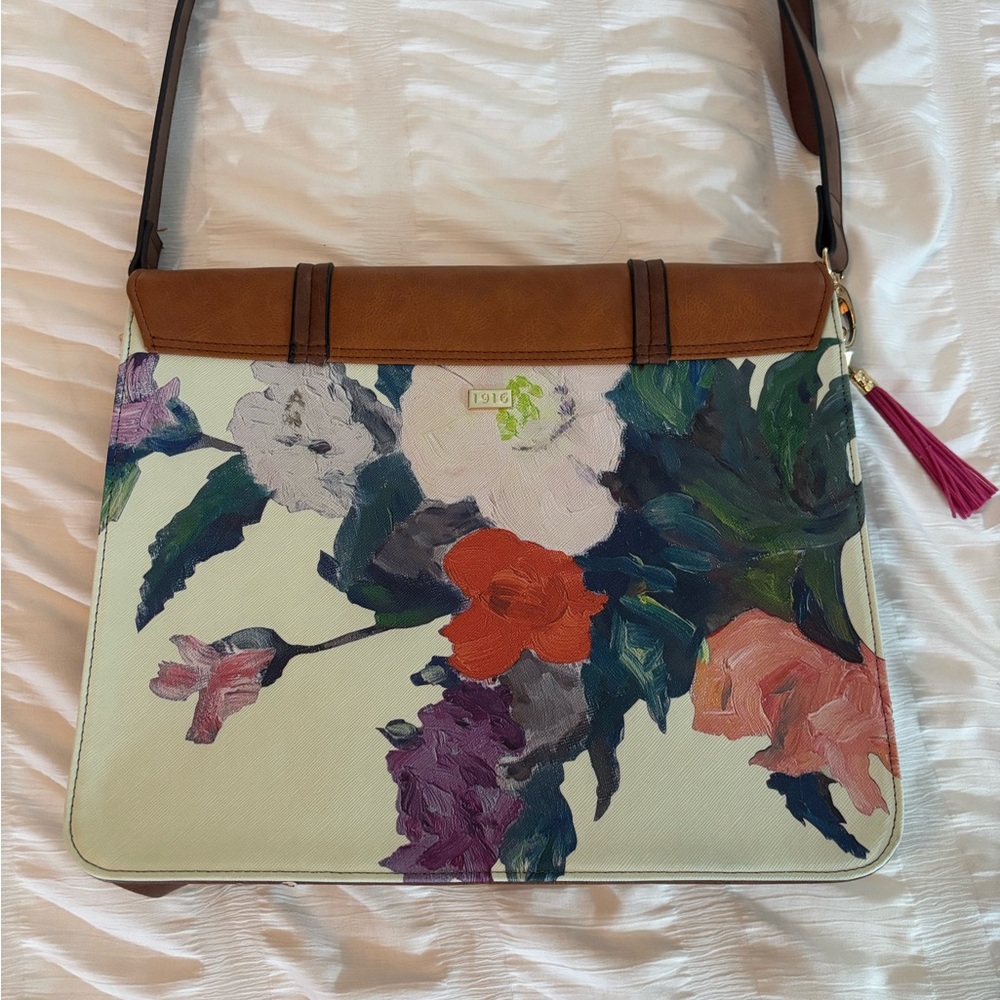 🚍📝📚 House of Disaster (1916) Floral Satchel Messenger Bag -EUC - Picture 4 of 15
